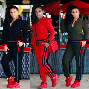 MULTICOLORED LANTERN SLEEVE SPORTS TRACK SUIT