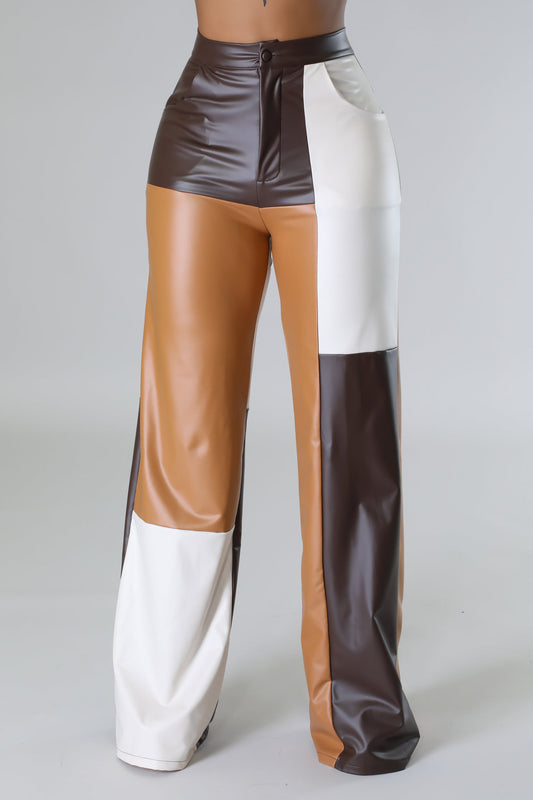 Modern Mosaic Faux Leather Pants