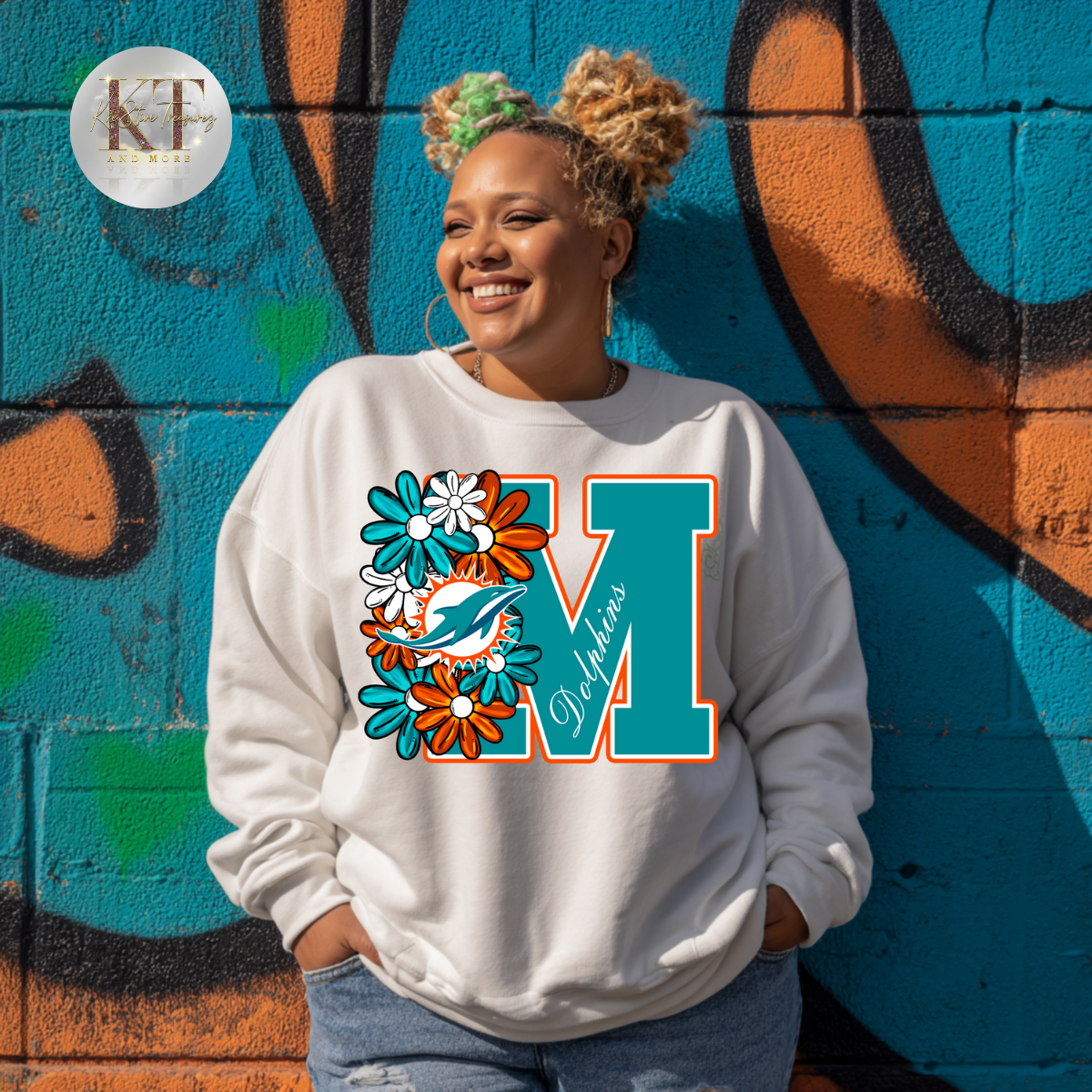 Floral Varsity Letter Team Spirit Sweatshirt