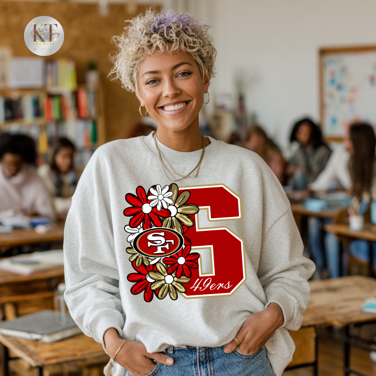 Floral Varsity Letter Team Spirit Sweatshirt