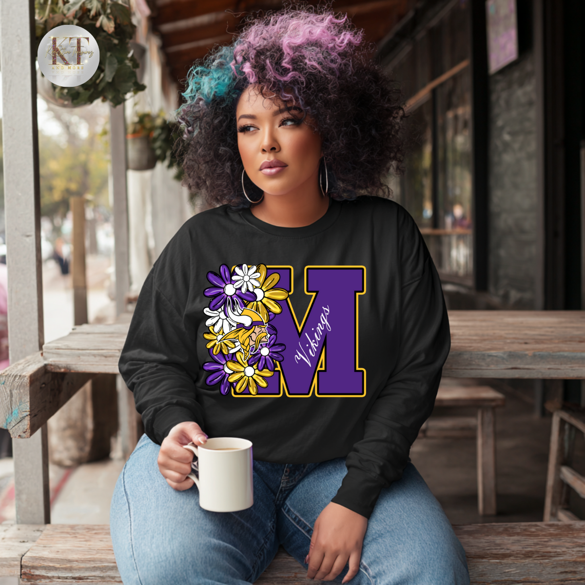 Floral Varsity Letter Team Spirit Sweatshirt