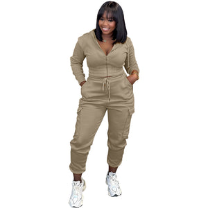 Casual Hoodie & Cargo Jogger Pants Set