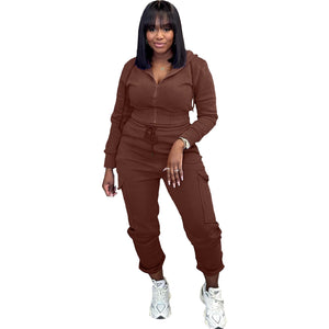 Casual Hoodie & Cargo Jogger Pants Set