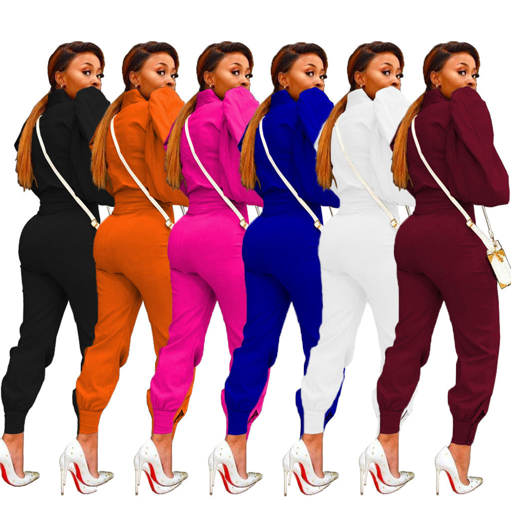 WOMEN'S FASHION ZIPPERED HIGH-RISE PANTS 2PC SET