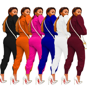 WOMEN'S FASHION ZIPPERED HIGH-RISE PANTS 2PC SET