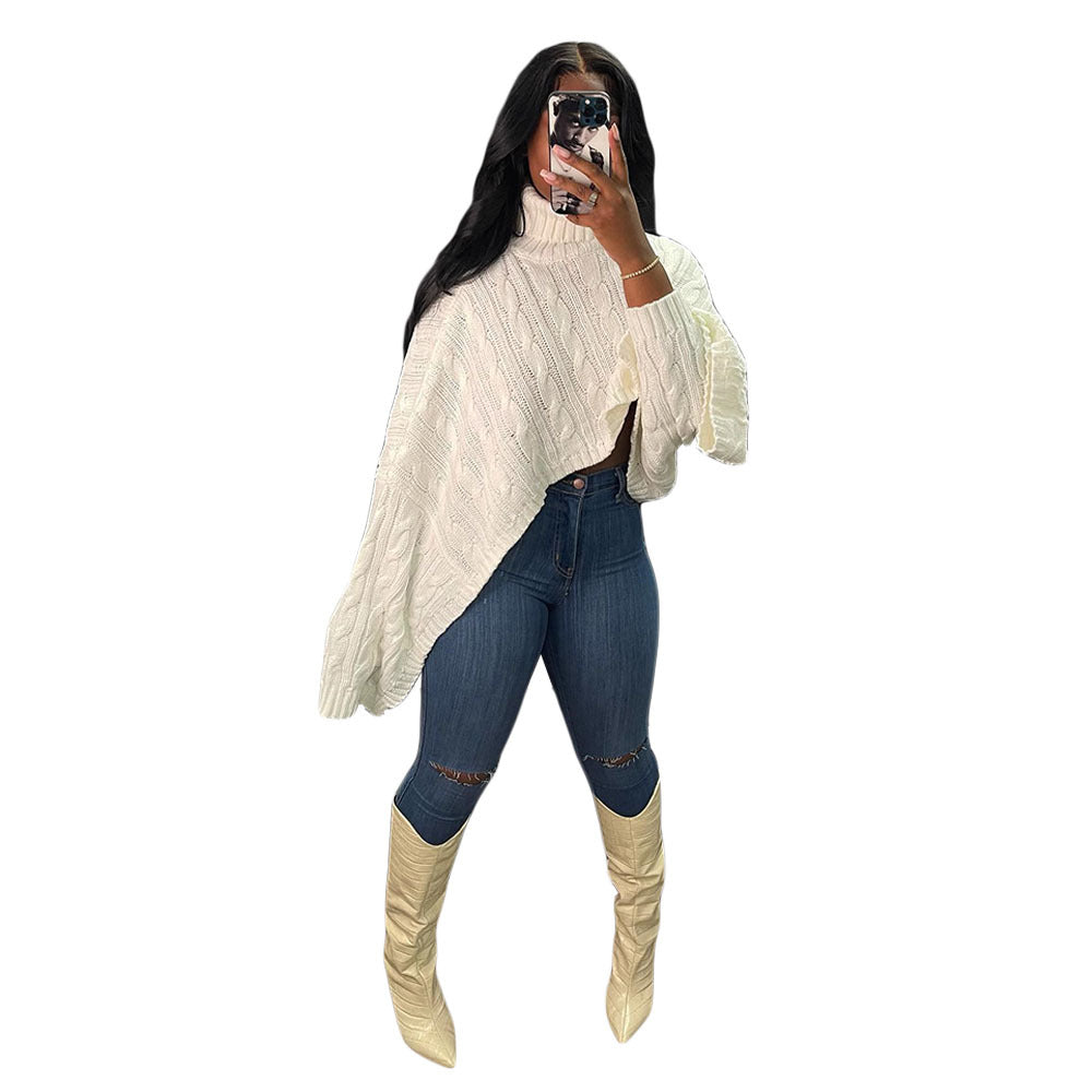 LOOSE SHORT SHAWL SWEATER