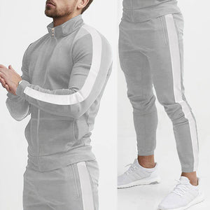 MEN'S TRACKSUIT WITH ZIPPED PANEL STAND-UP COLLAR