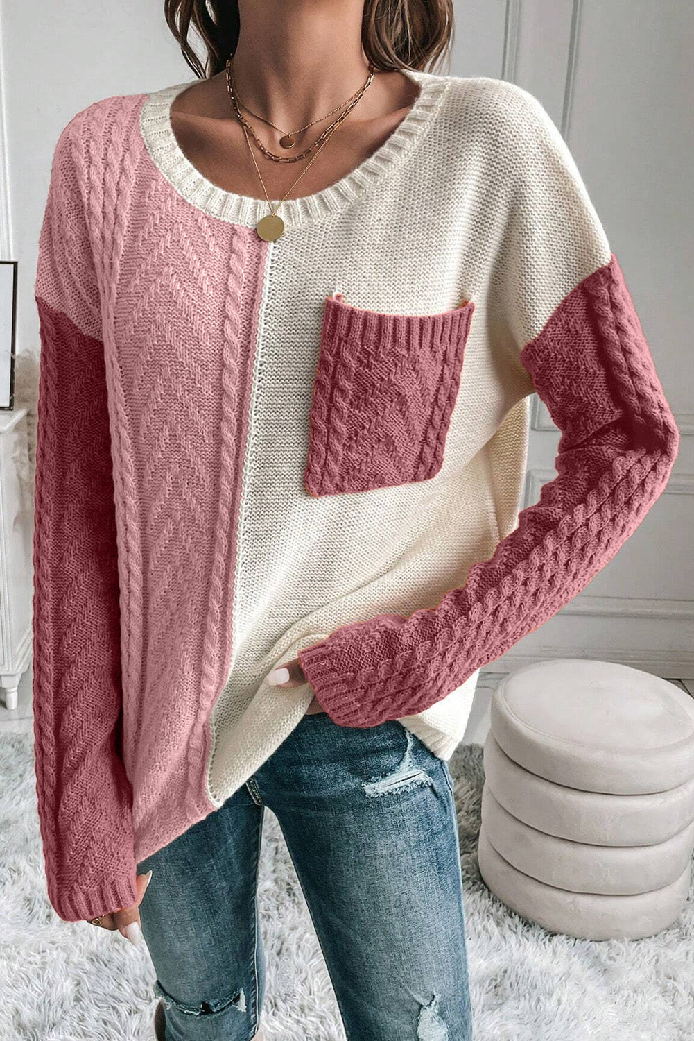 Harvest Hues Cable Knit Sweater