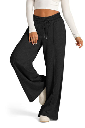 Drawstring Elastic Waist Wide Leg Pants