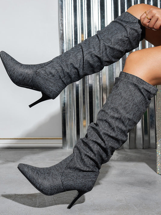 Chic Ruched Stiletto Boots