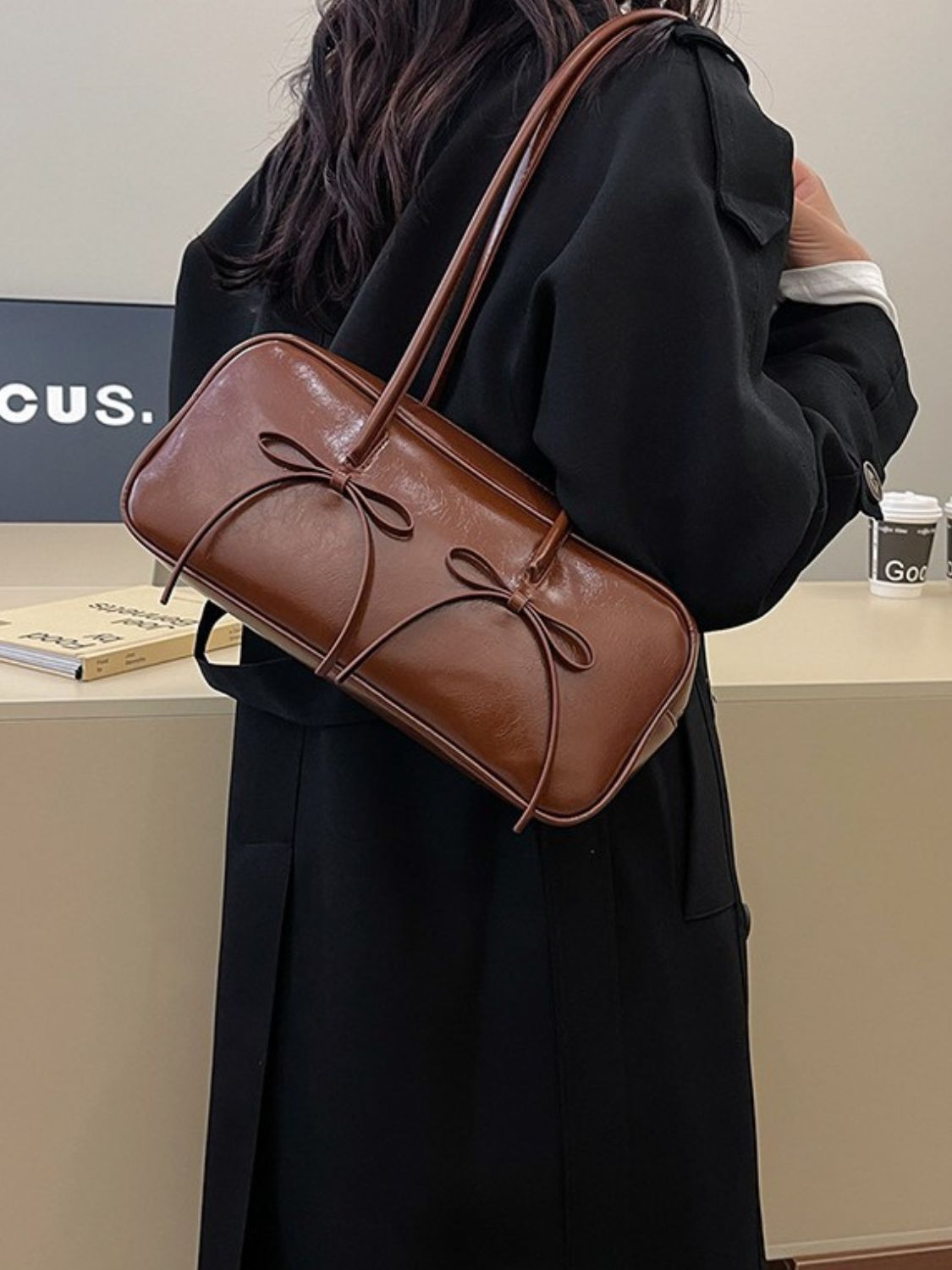 Bow Elegance Trim Shoulder Bag