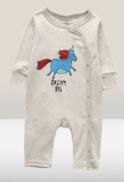 Fennco Styles - Grey Unicorn Cotton Baby Romper