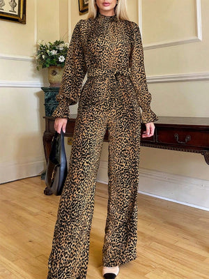 Fierce Elegance Leopard Wide Leg Jumpsuit