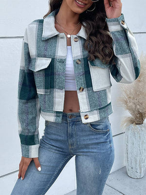 UZ Wholesale Store - Long Sleeves Loose Buttoned Plaid Pockets Split-Joint Lapel Jackets Outerwear