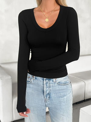 Sleek Elegance V-Neck Long Sleeve