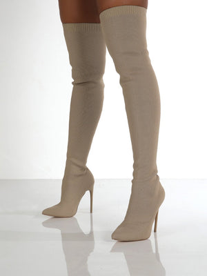 Sleek Knit Over the Knee Stiletto Boots