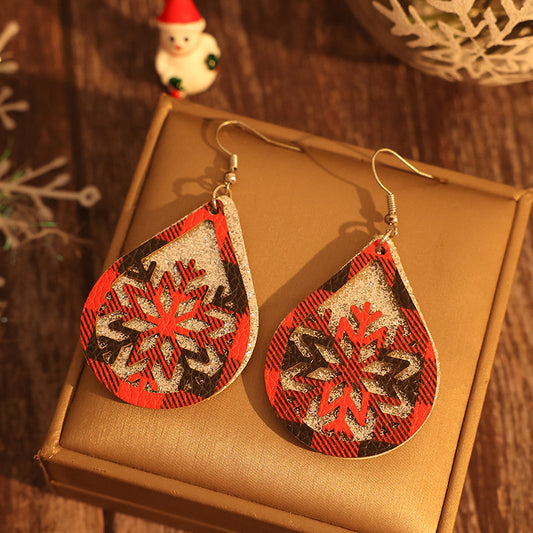 Plaid Snowflake Sparkle Earrings