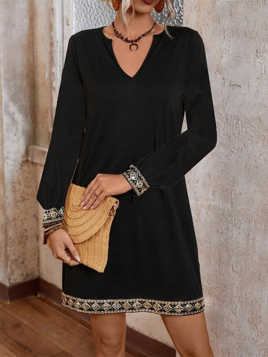 Midnight Elegance Embroidered Dress