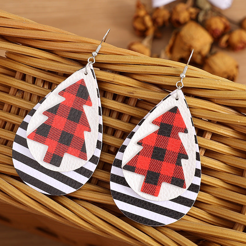 Christmas Plaid Tree Teardrops