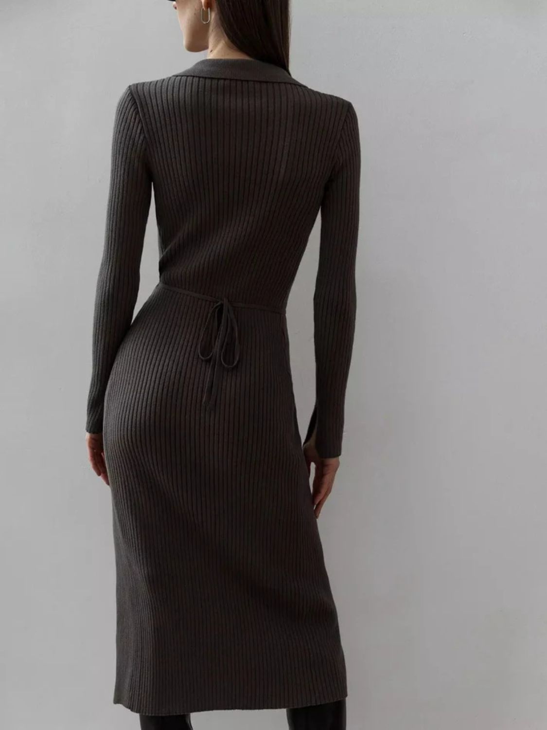 Wrap Knit Midi Sweater Dress