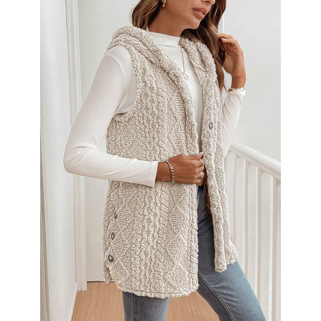 Reversible Fleece Casual Hooded Zip-Up Vest