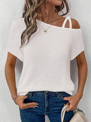 Asymmetrical Neck Short Sleeve T-Shirt