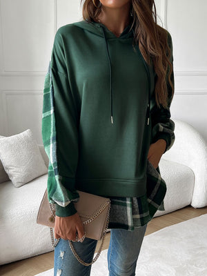 Plaid Charm Layered Hoodie