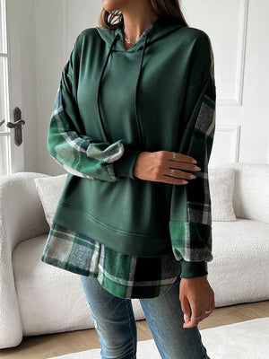 Plaid Charm Layered Hoodie