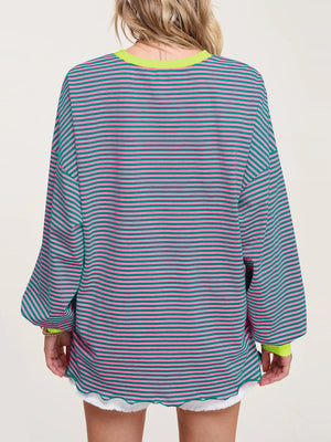 Contrast Striped Long Sleeve Sweatshirt