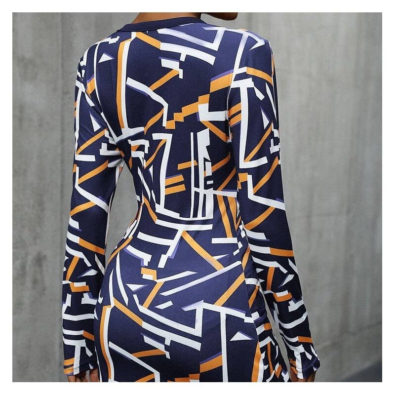 UZ Wholesale Store - Geometric Split Long Sleeve Tee