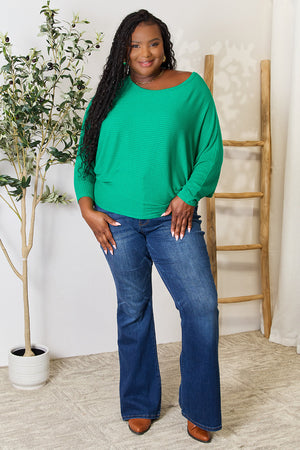 Emerald Elegance Batwing Blouse