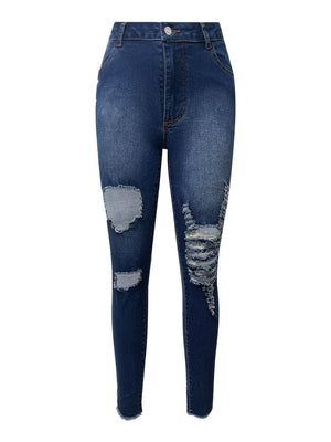 Distressed Skinny Jeans with Pockets