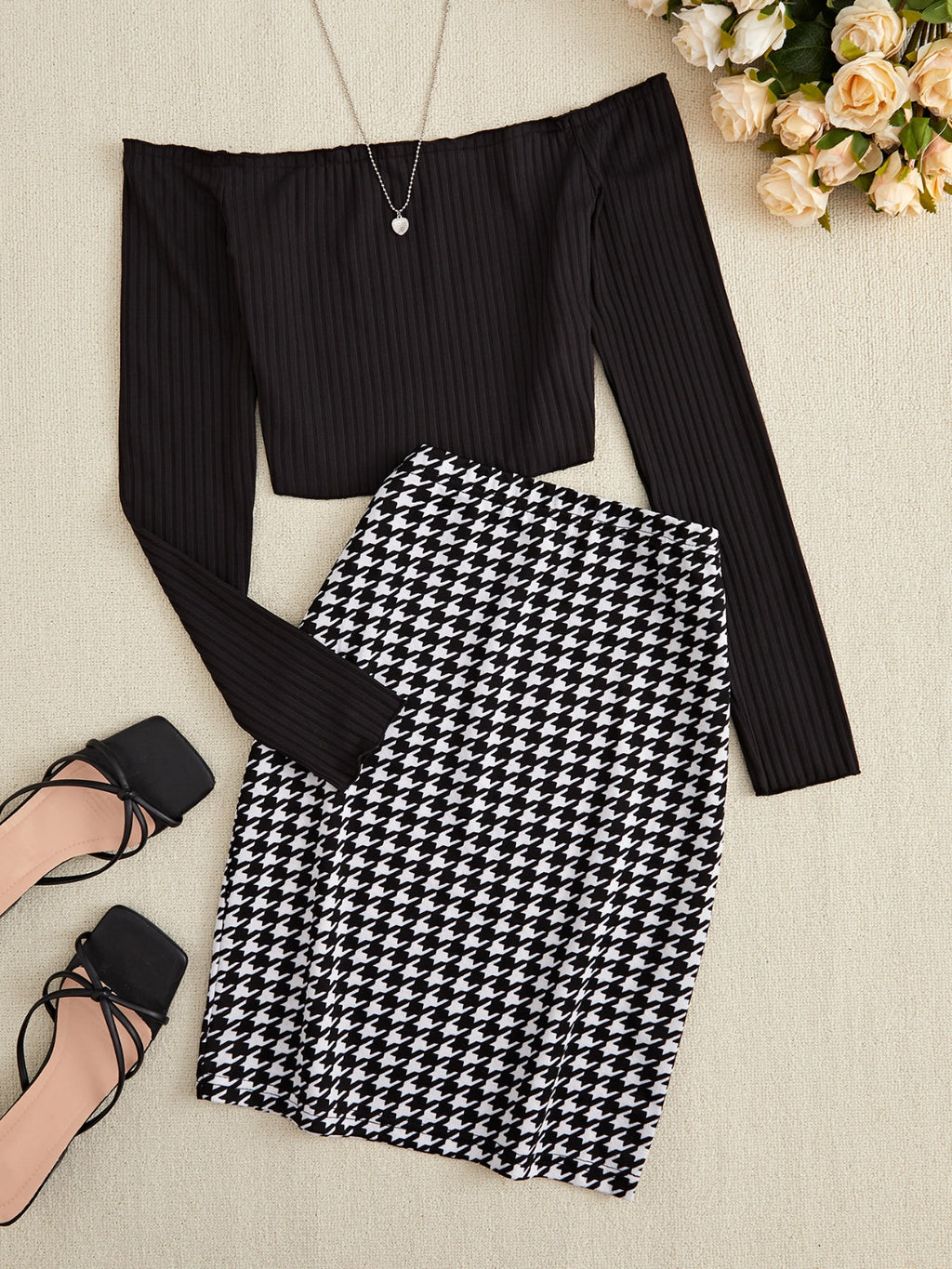 Classic Charm Houndstooth Two-Piece Set