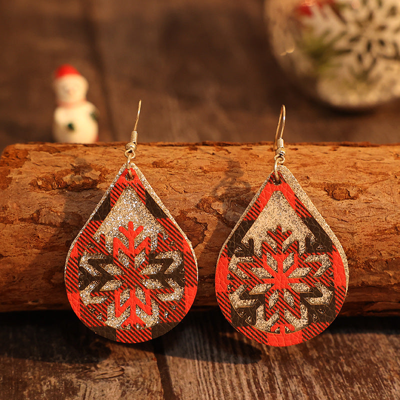 Plaid Snowflake Sparkle Earrings