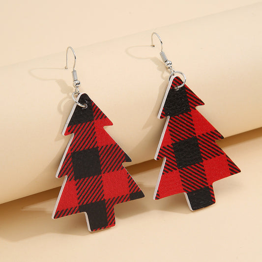 Plaid Pine Holiday Earrings