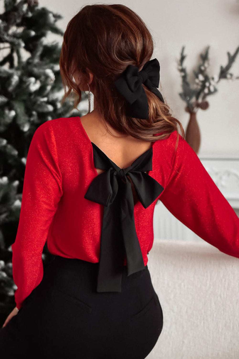 Scarlet Bow Glam Backless Blouse