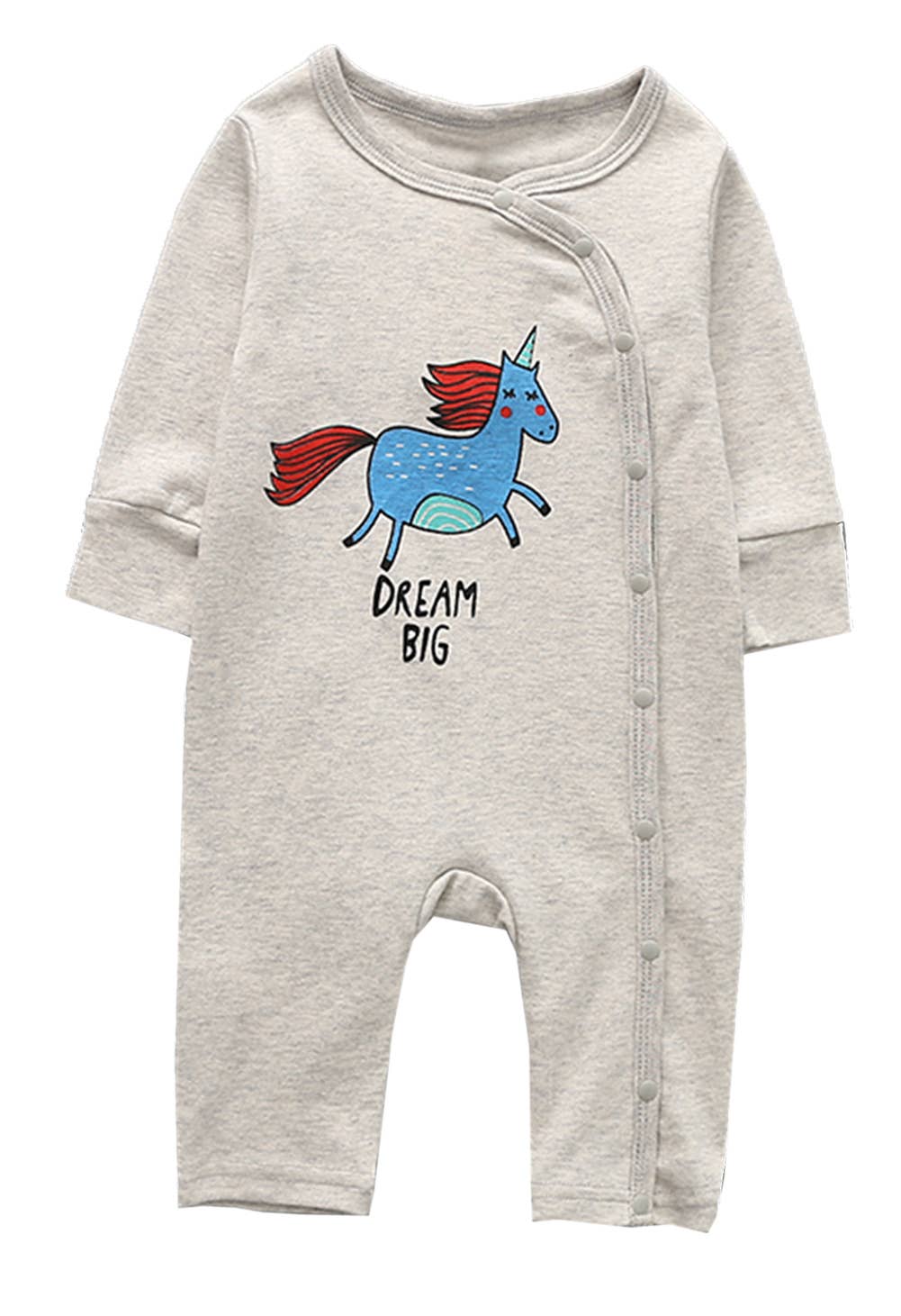 Fennco Styles - Grey Unicorn Cotton Baby Romper