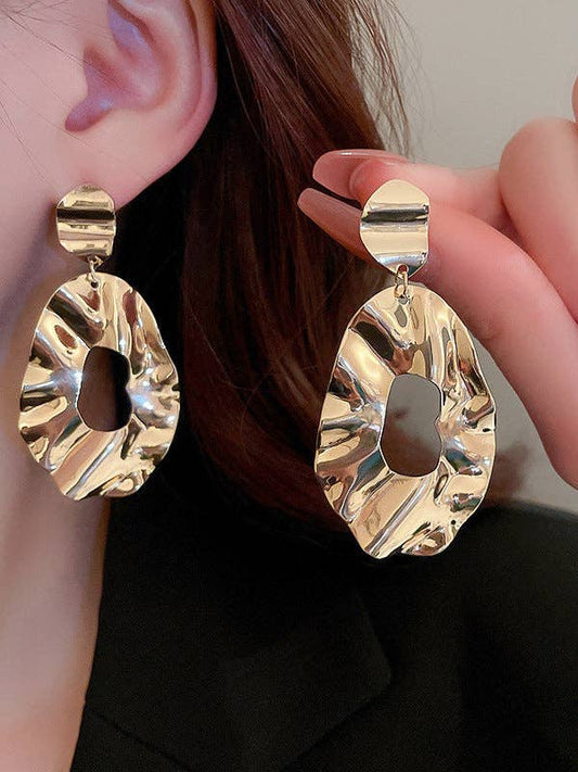 UZ Wholesale Store - Geometric Hollow Solid Color Drop Earrings