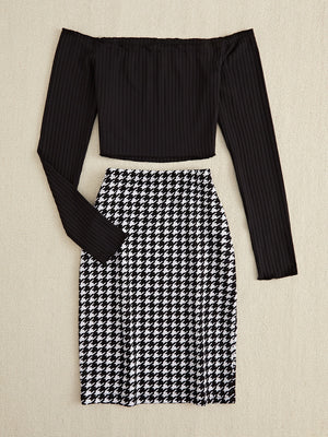 Classic Charm Houndstooth Two-Piece Set