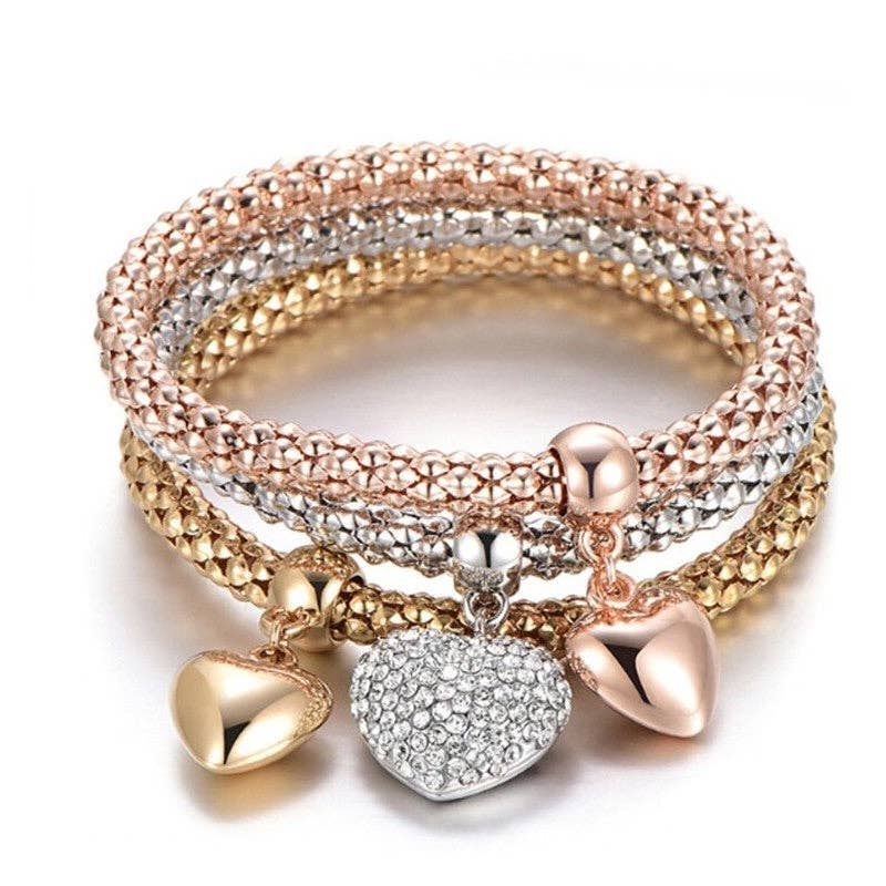 UZ Wholesale Store - Three-Color Alloy Jewelry Set With Inlaid Diamonds