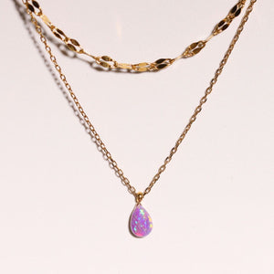 Stainless Steel Opal Pendant Necklace