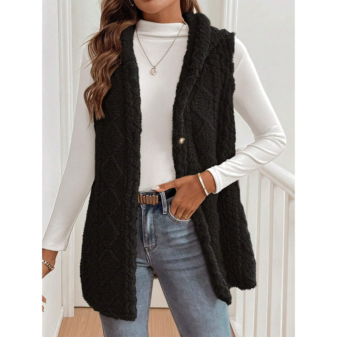 Reversible Fleece Casual Hooded Zip-Up Vest