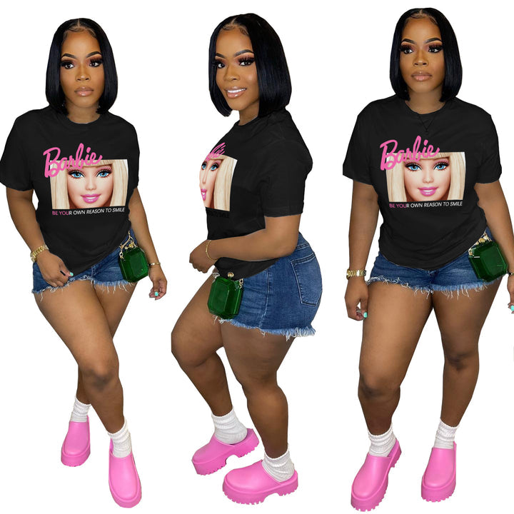 BARBIE PRINTED ROUND NECK SHORT SLEEVE T-SHIRT