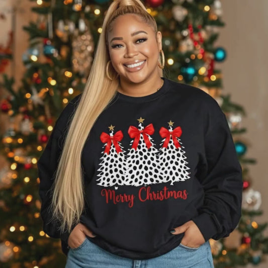 Spotted & Bow-Tied Christmas Tree Crewneck