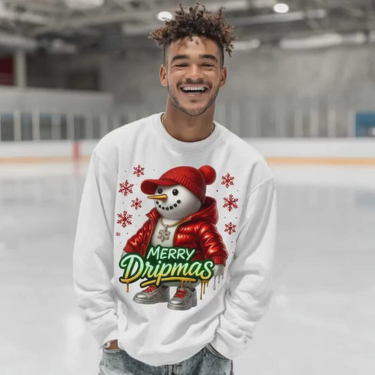 "Merry Dripmas" Snowman Swag Crewneck Sweatshirt & Tee