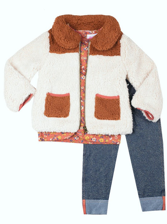 3PC JACKET KNIT DENIM LEGGING SET