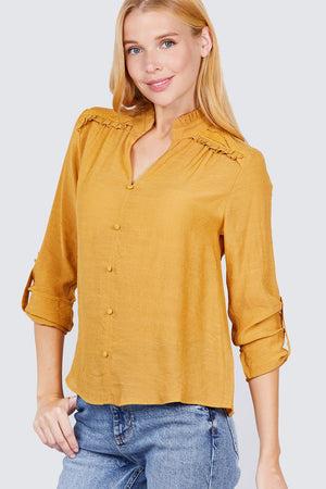 V-neck Button Down Woven Top