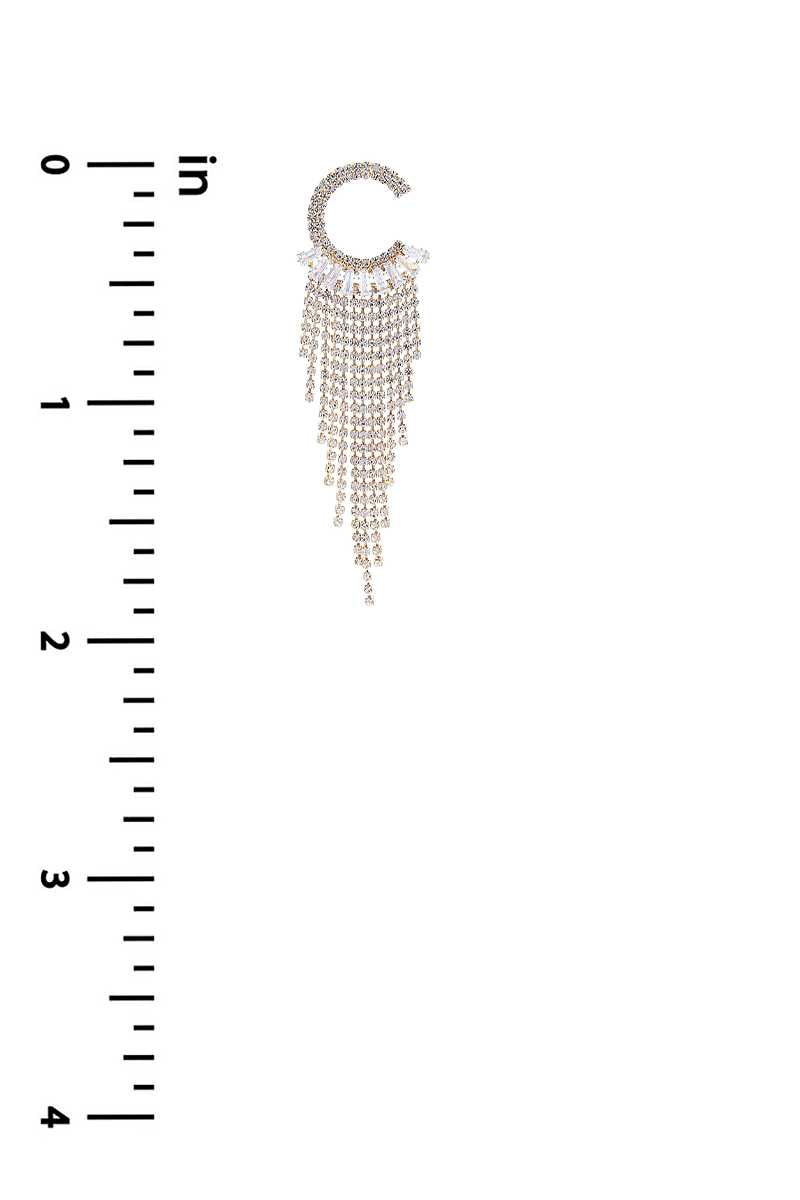 Crystal C Shape Baguette Fringe Earring