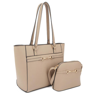 2in1 Smooth Matching Shoulder Tote Bag With Crossbody Set