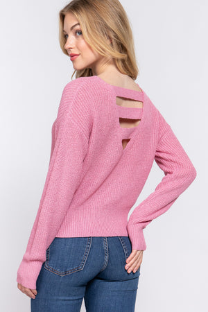 Dolman Slv Strappy Open Back Sweater